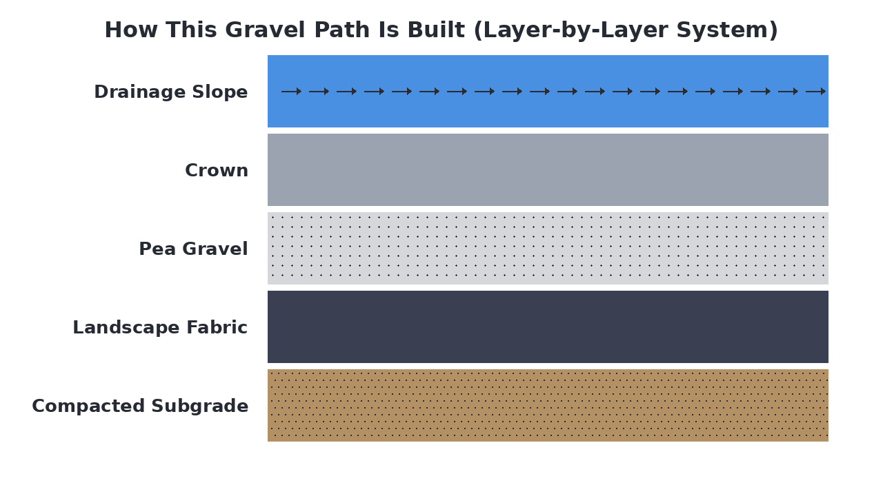 How This Gravel Path Is Built (Layer-by-Layer System) diagram